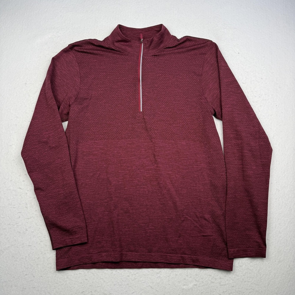 Lululemon Pullover Mens Large Red Quarter Zip Long Sleeve Athletic Running Top